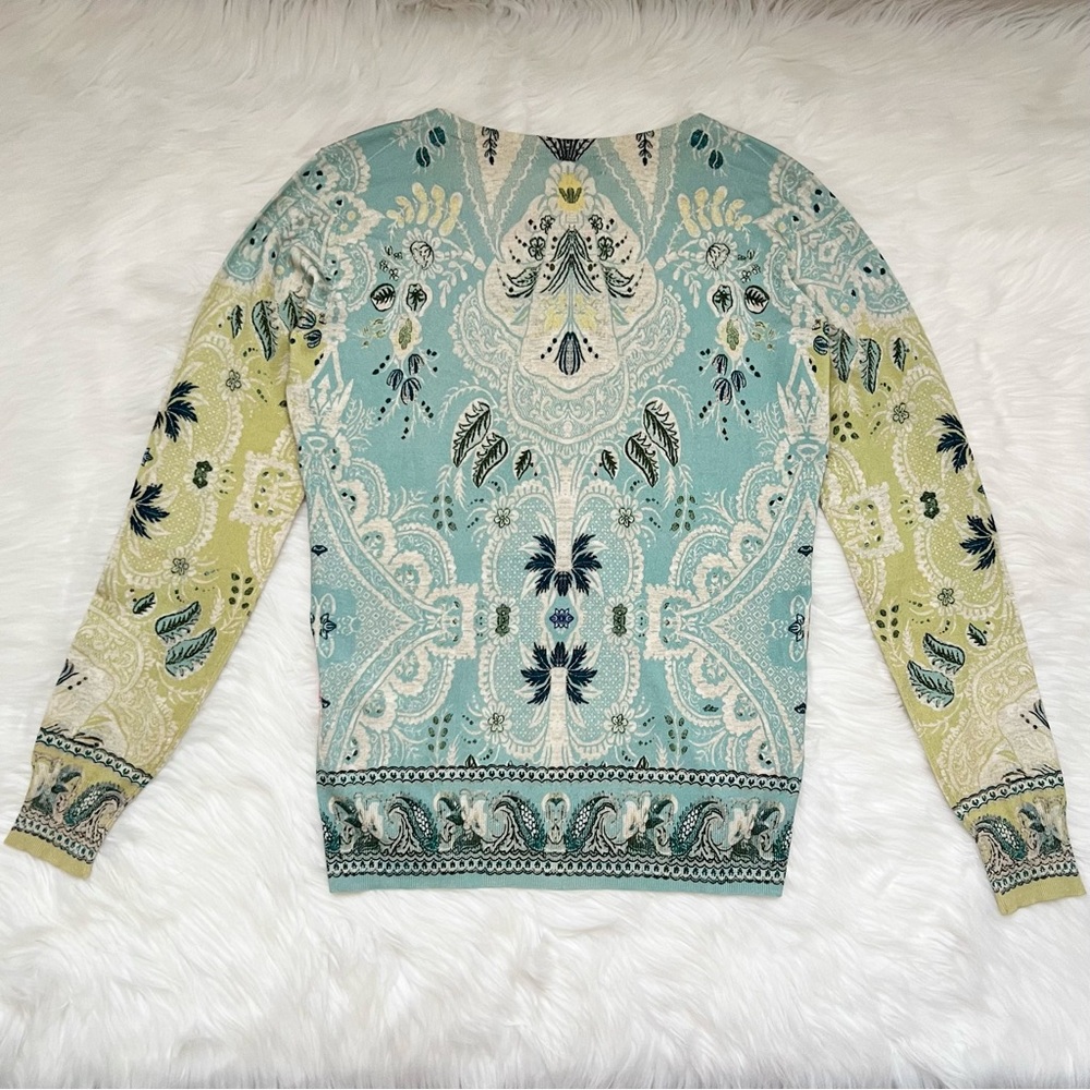 Etro Milano Multicolor Paisley Floral Print Cardigan - Picture 5 of 8